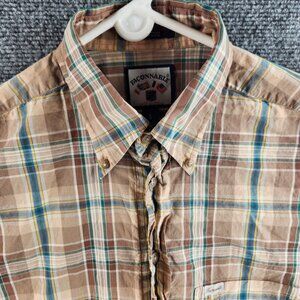 VTG Faconnable Small USA Made Brown Multicolor Plaid Long Sleeve Button Up Shirt